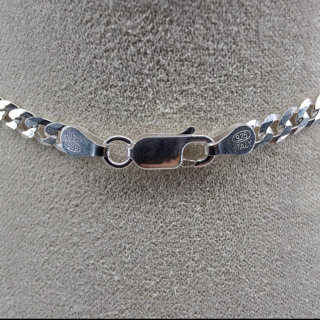 925 Sterling Silver 4mm Italian Flat Cuban Curb Chain 24" (11.10g)