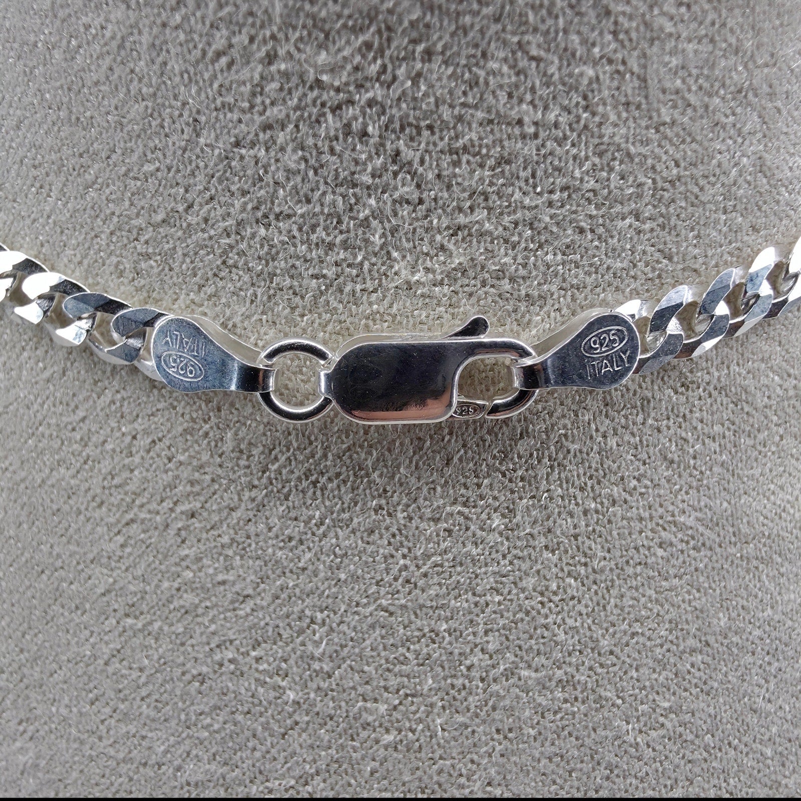 925 Sterling Silver 4mm Italian Flat Cuban Curb Chain 24" (11.10g)