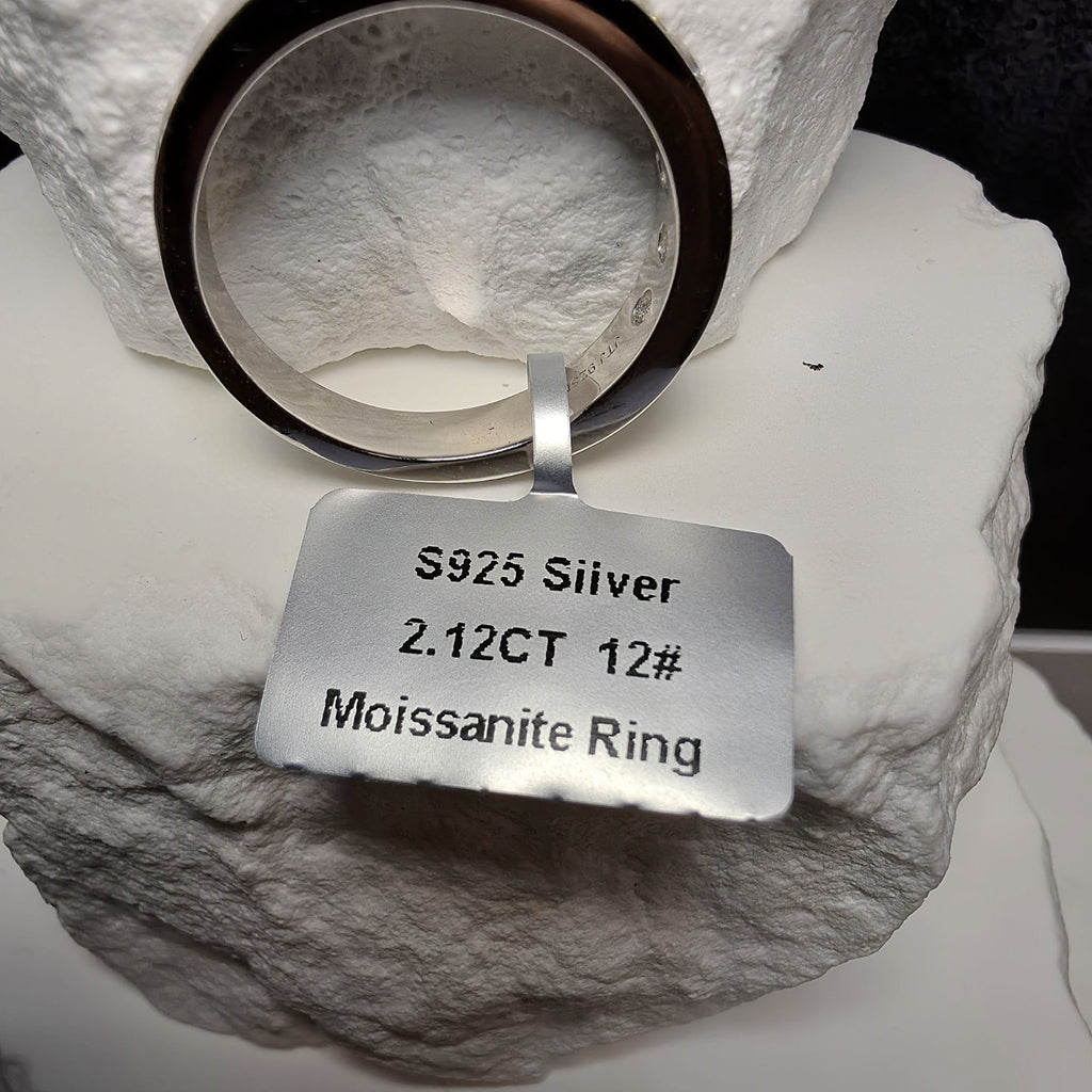 S925 Silver 2.12CT Moissanite Channel Set Band Ring Size 12