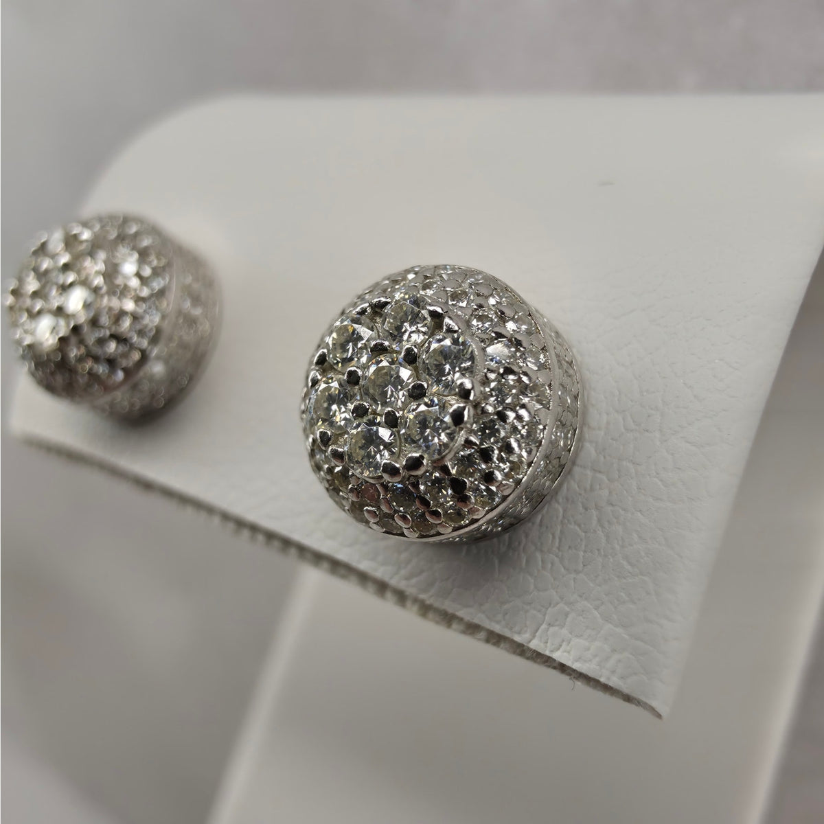 2.0ctw Moissanite Pave Dome Stud Screw Back Earrings 9mm - 925 Sterling Silver