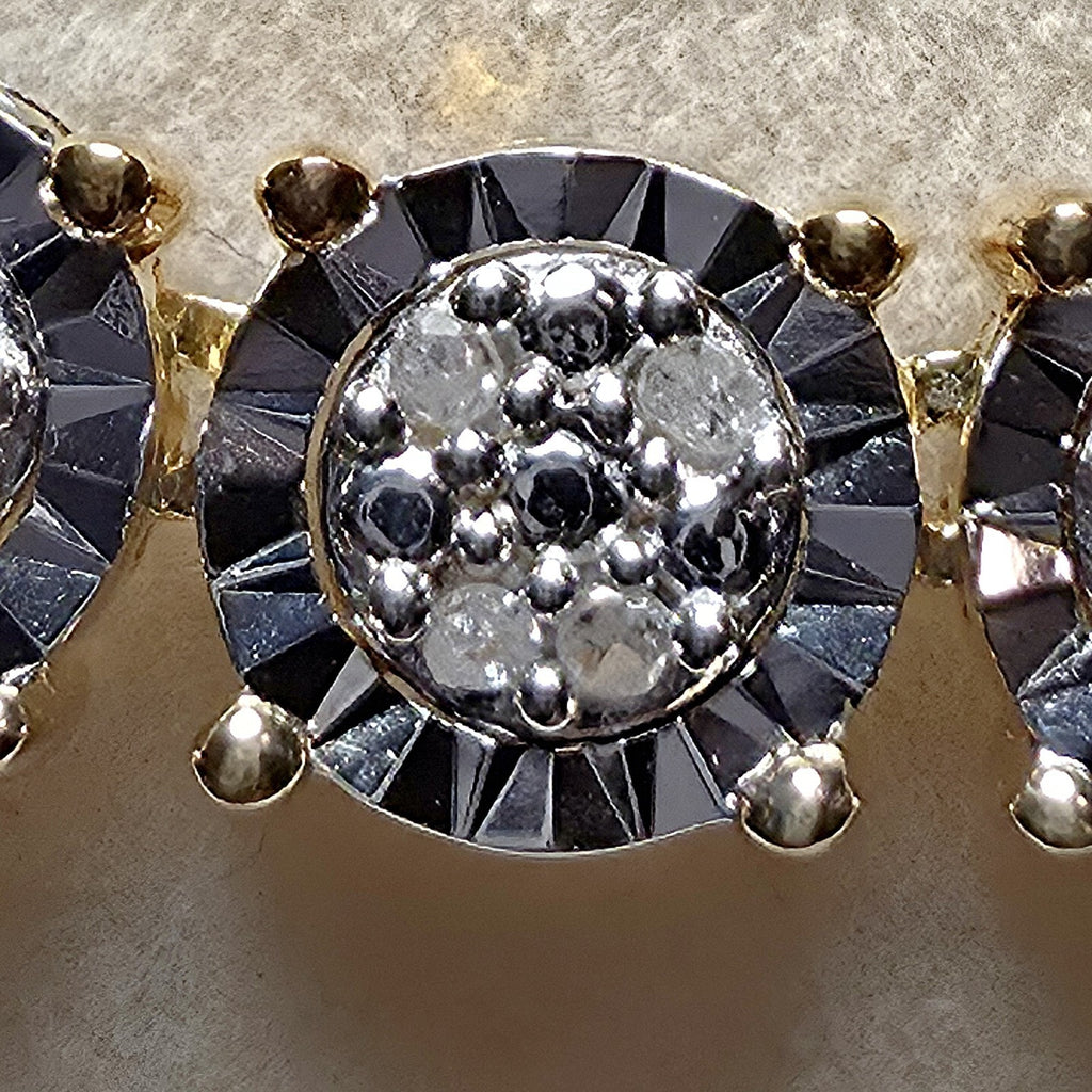 0.33 ctw Natural Diamond Cluster Tennis Necklace 18" in Gold Plated 925 Sterling