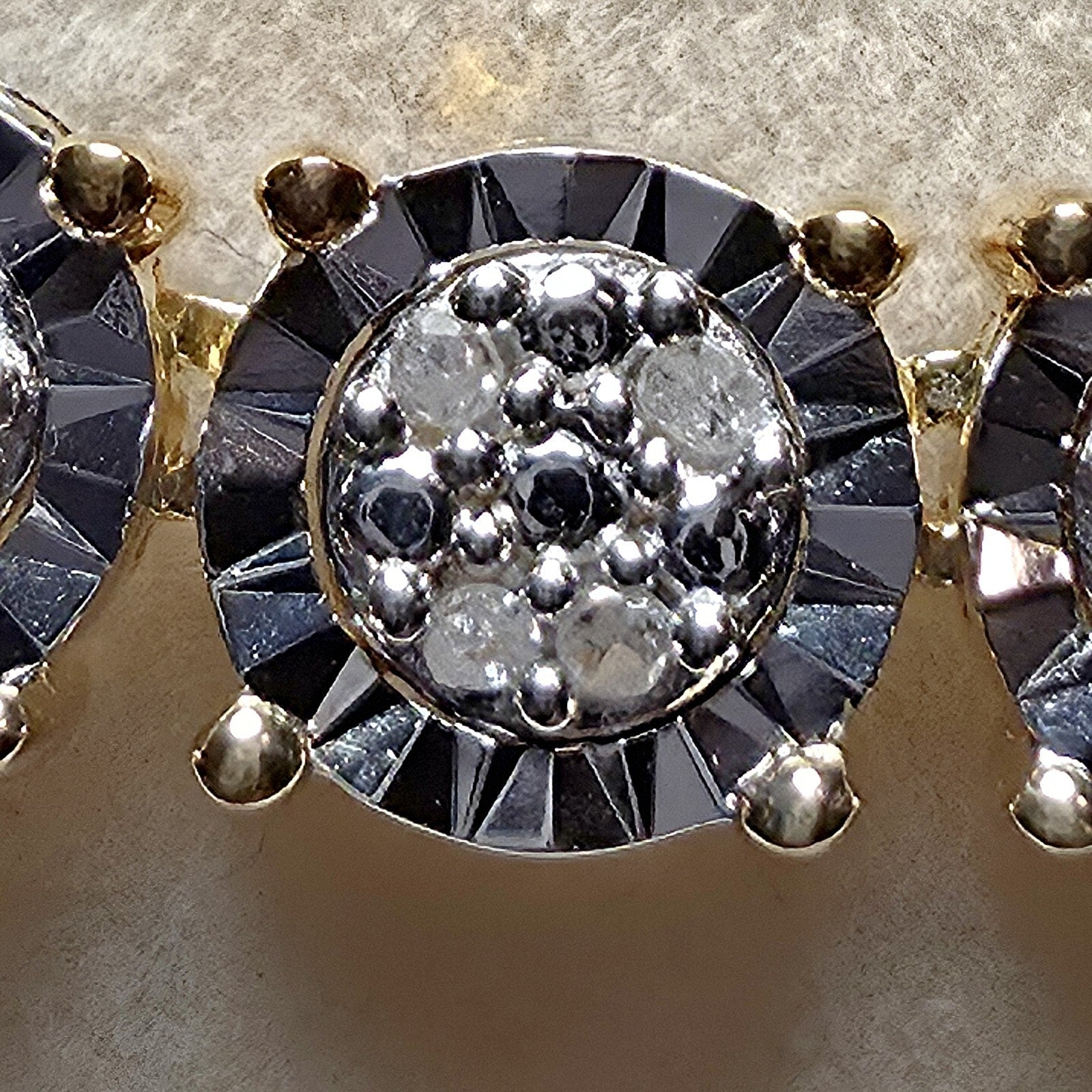 0.33 ctw Natural Diamond Cluster Tennis Necklace 18" in Gold Plated 925 Sterling