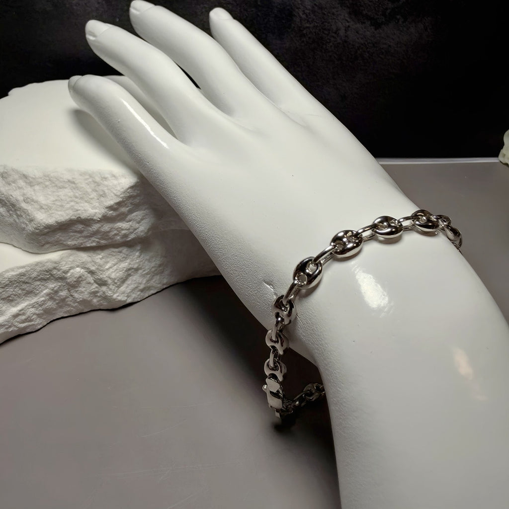 925 Sterling Silver 6.2mm Puffed Mariner Bracelet - 8 Inch, 8g