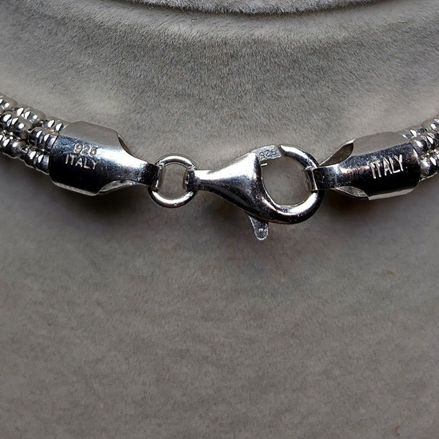 24" 5.1mm 41g 5-Line DC Ice Barrel Chain w/Rhodium Solid 925 Sterling Silver