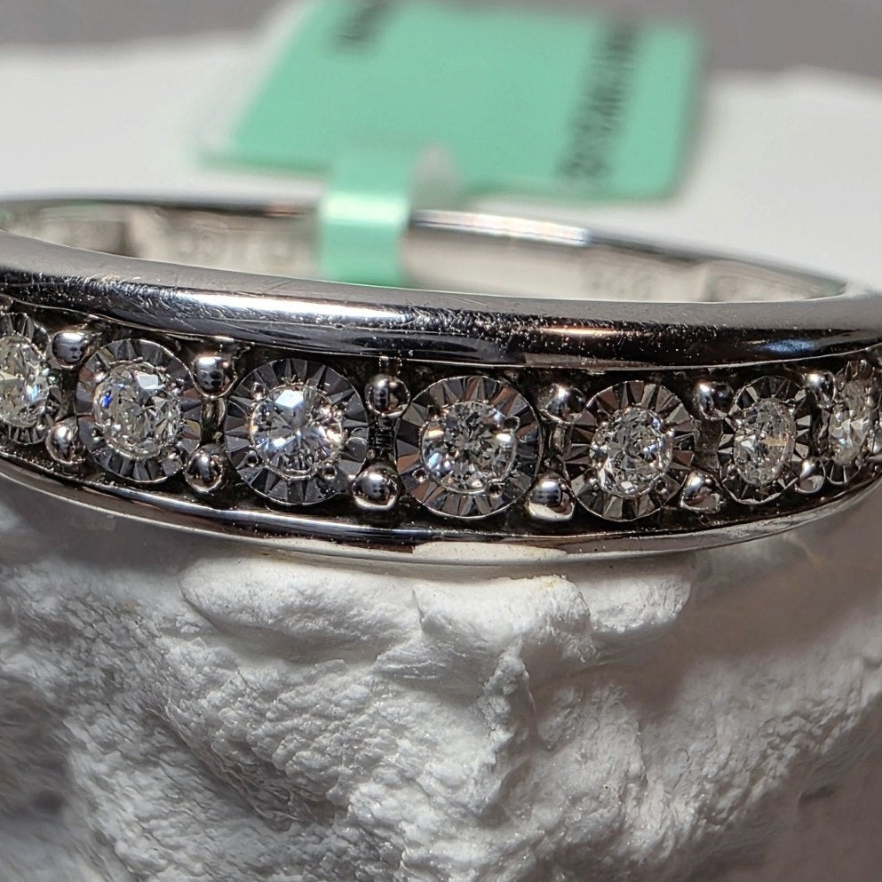 Size 7 Lab-Created Diamond 0.10ctw Half Eternity Ring 925 Silver
