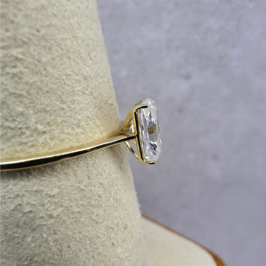 Size 8 1.0CT Radiant Cut Moissanite Solitaire Ring in Gold Over Silver