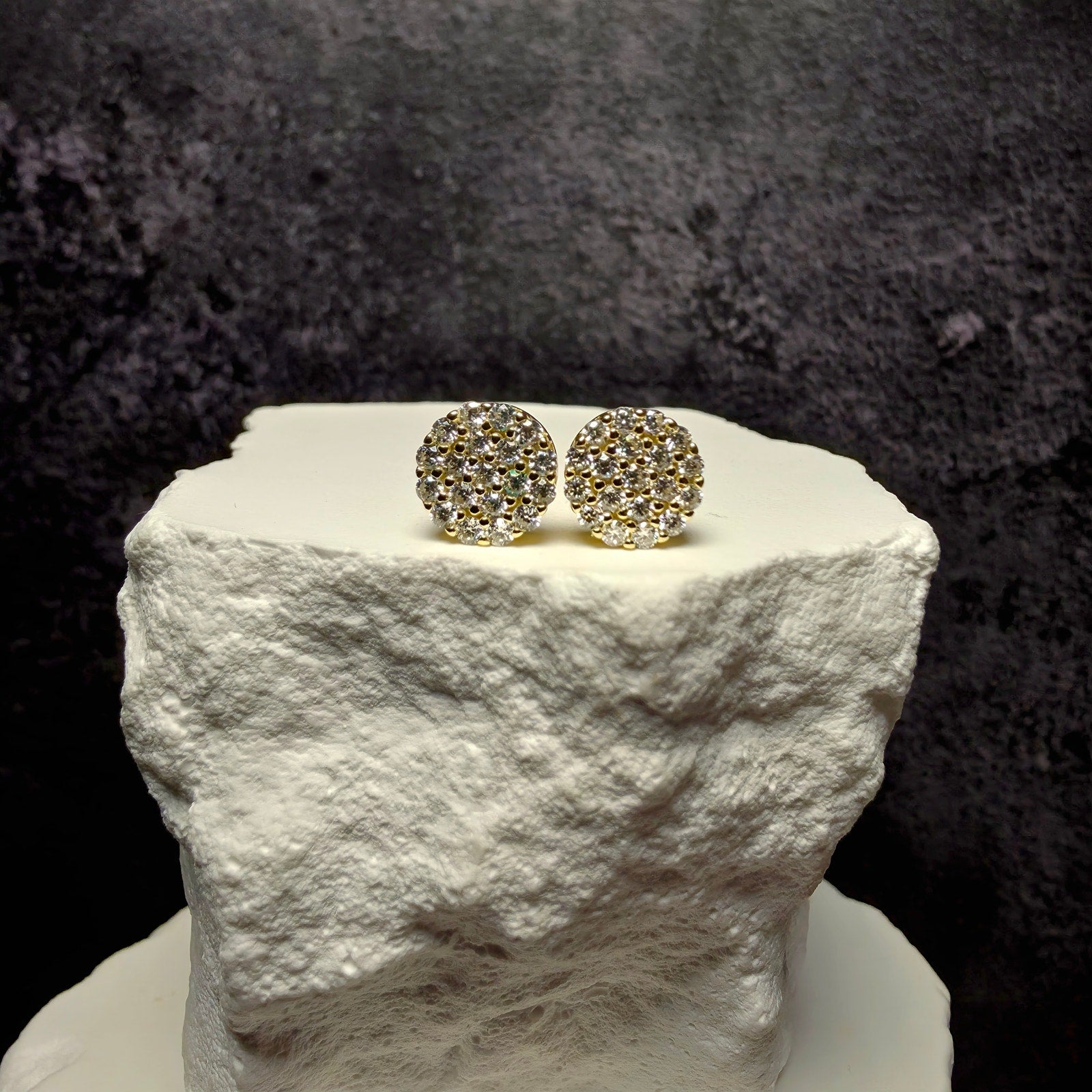 8mm Moissanite Cluster Stud Earrings – Gold Over Silver Screw Back (0.65CTW)