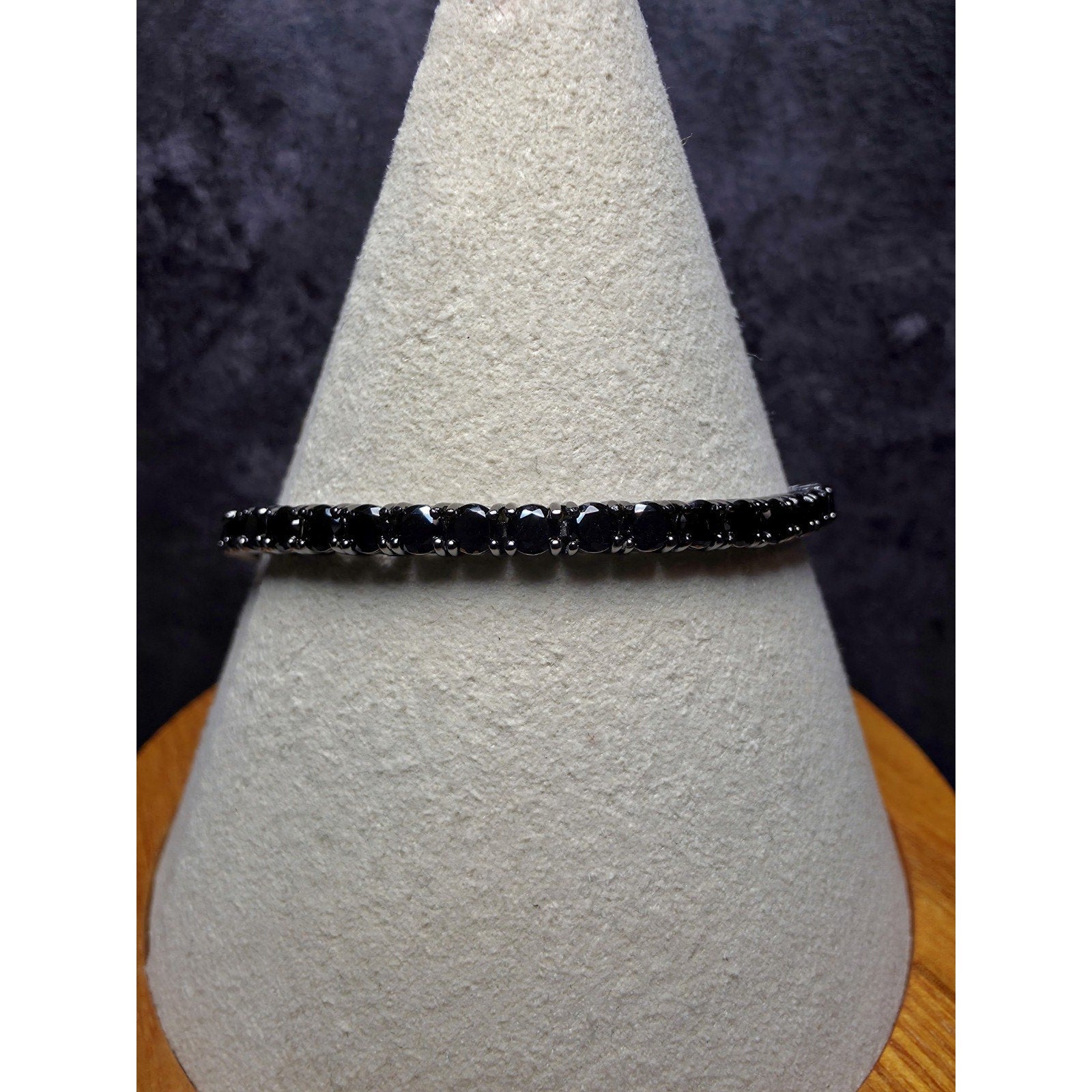 7" 3.3mm Blacked Out Onyx CZ Tennis Bracelet 925 Sterling Silver