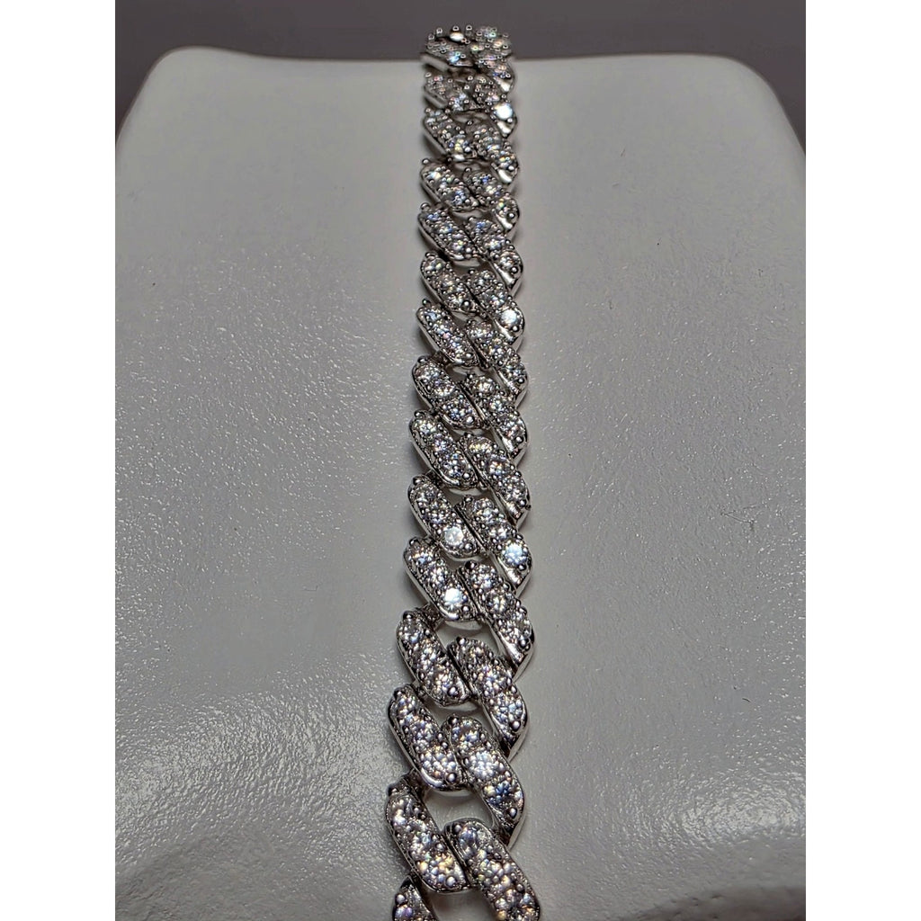 7” 3.16ctw 5.8mm Moissanite Monaco Cuban 9.21g Solid Sterling Silver