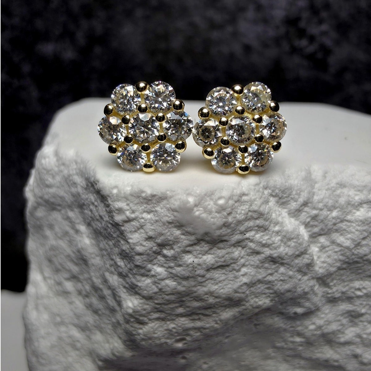 0.94ctw Moissanite Flower Cluster Stud Earrings Gold Over 925 Silver 8mm