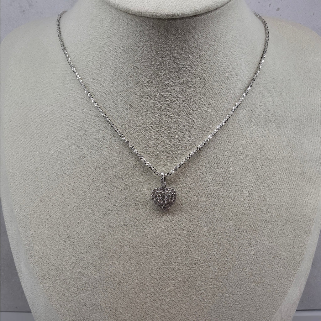 0.42ctw Moissanite Pave Heart Pendant w/ 20" Twisted Rock Necklace - 925 Silver