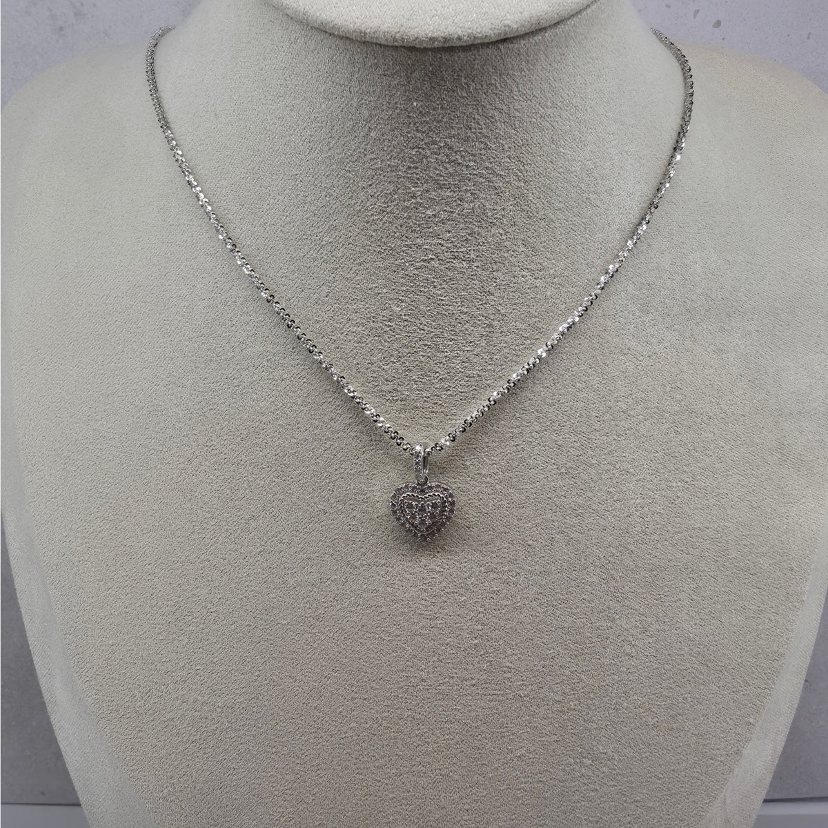 0.42ctw Moissanite Pave Heart Pendant w/ 20" Twisted Rock Necklace - 925 Silver
