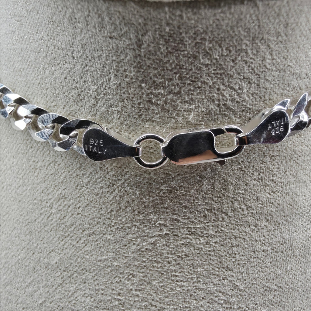22" Flat Cuban Curb Chain 5.3mm 925 Sterling Silver 16g