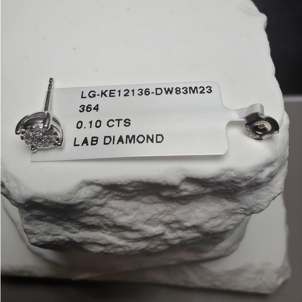 0.10ctw Diamond Cluster Halo Stud Earrings Lab Created 925 Sterling Silver...
