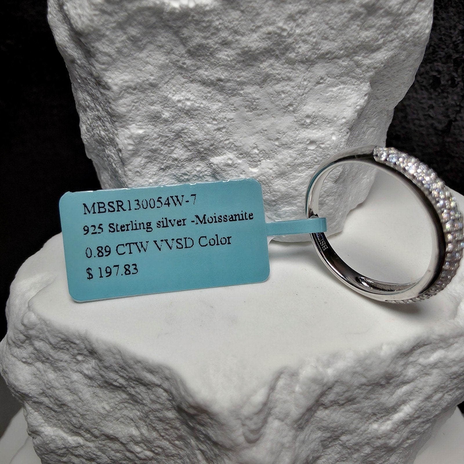 0.89 CTW Moissanite Pavé Band Ring in 925 Sterling Silver – Size 7