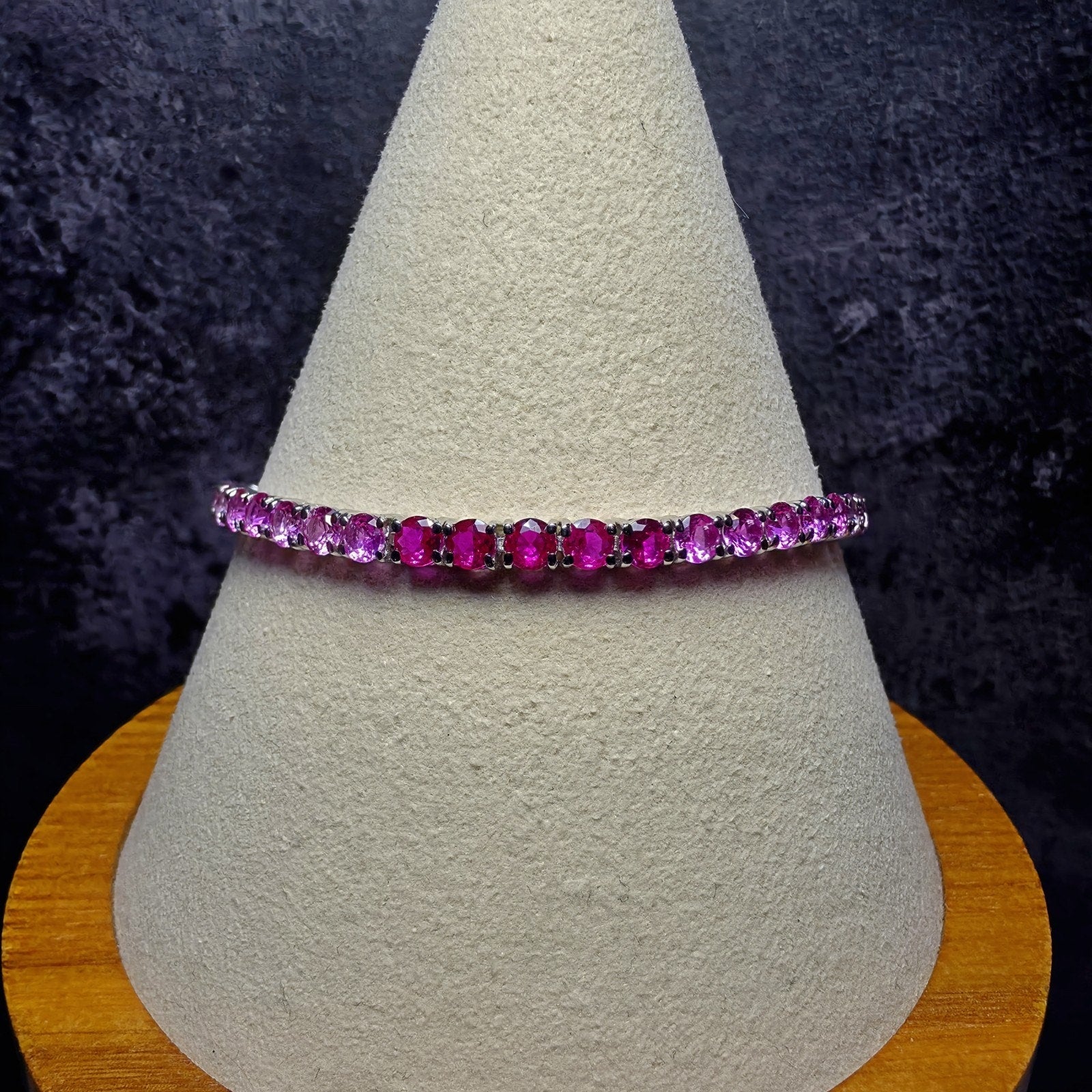 Ombré Pink Gradient Cubic Zirconia Tennis Bracelet (3mm, 7-8" Adjustable) Silver