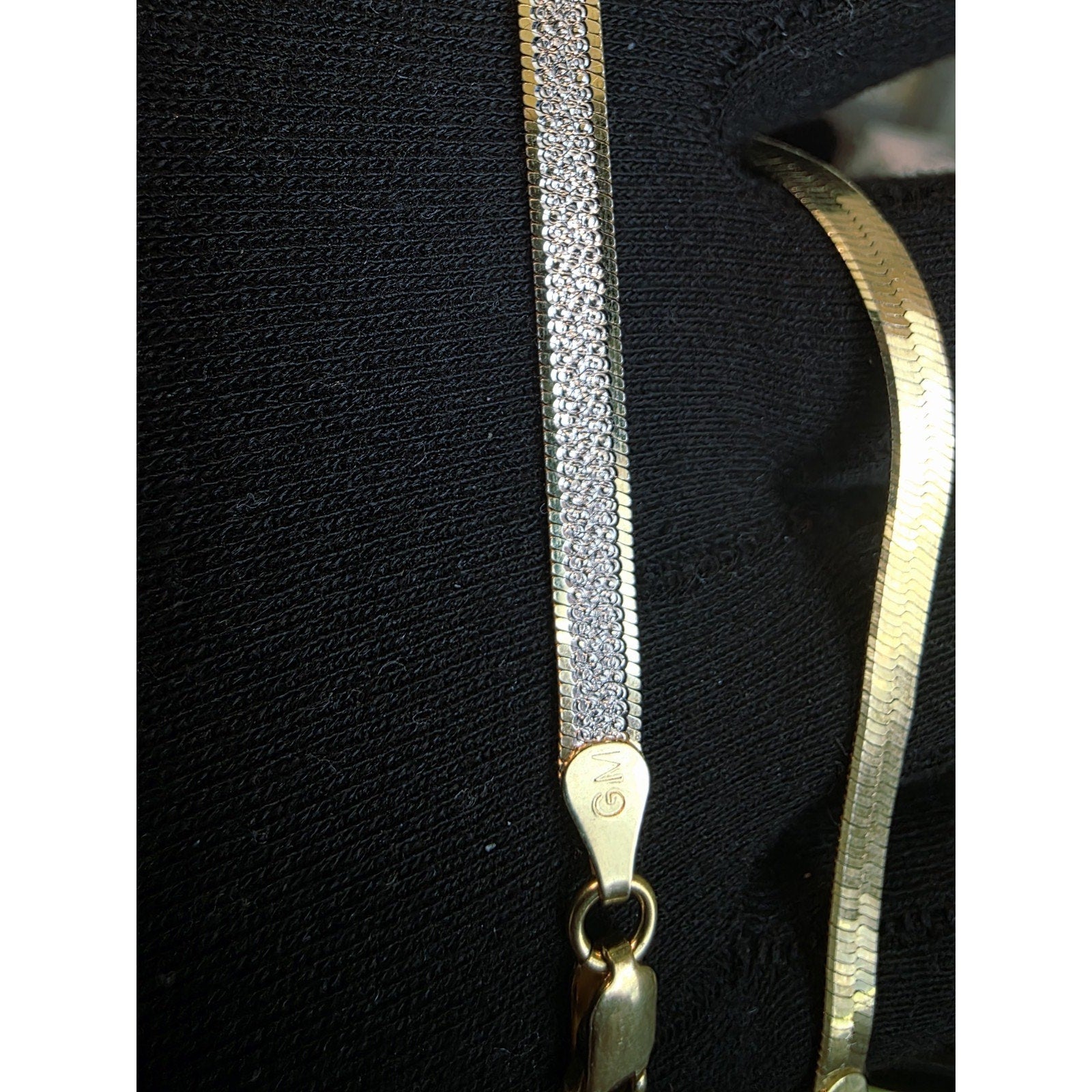 8" Reversable Herringbone Bracelet 4.5mm Gold over 925 Italian Silver