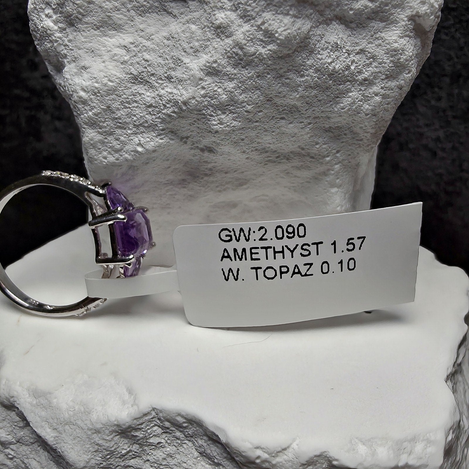 1.67ctw Natural Amethyst & White Topaz Ring – 925 Sterling Silver (Size 7)