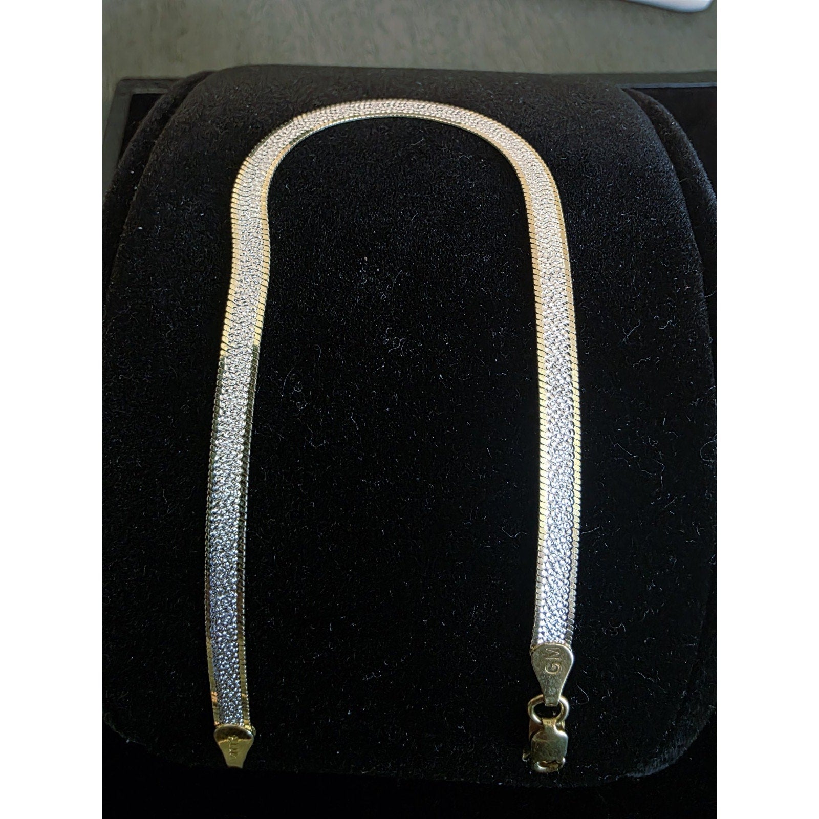 8" Reversable Herringbone Bracelet 4.5mm Gold over 925 Italian Silver