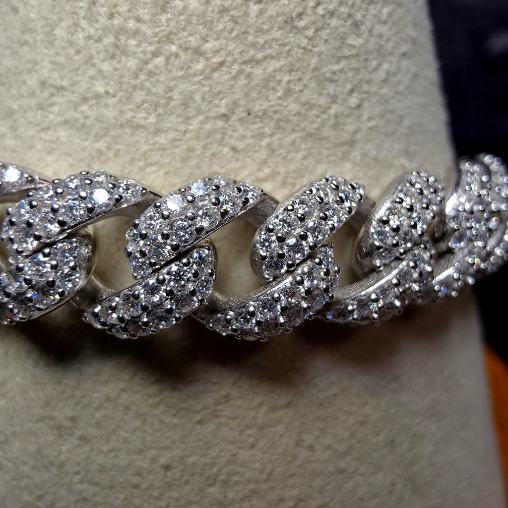 7.5" Moissanite Monaco Cuban Link Bracelet 8mm 925 Sterling Silver 5.97 CTW VVS