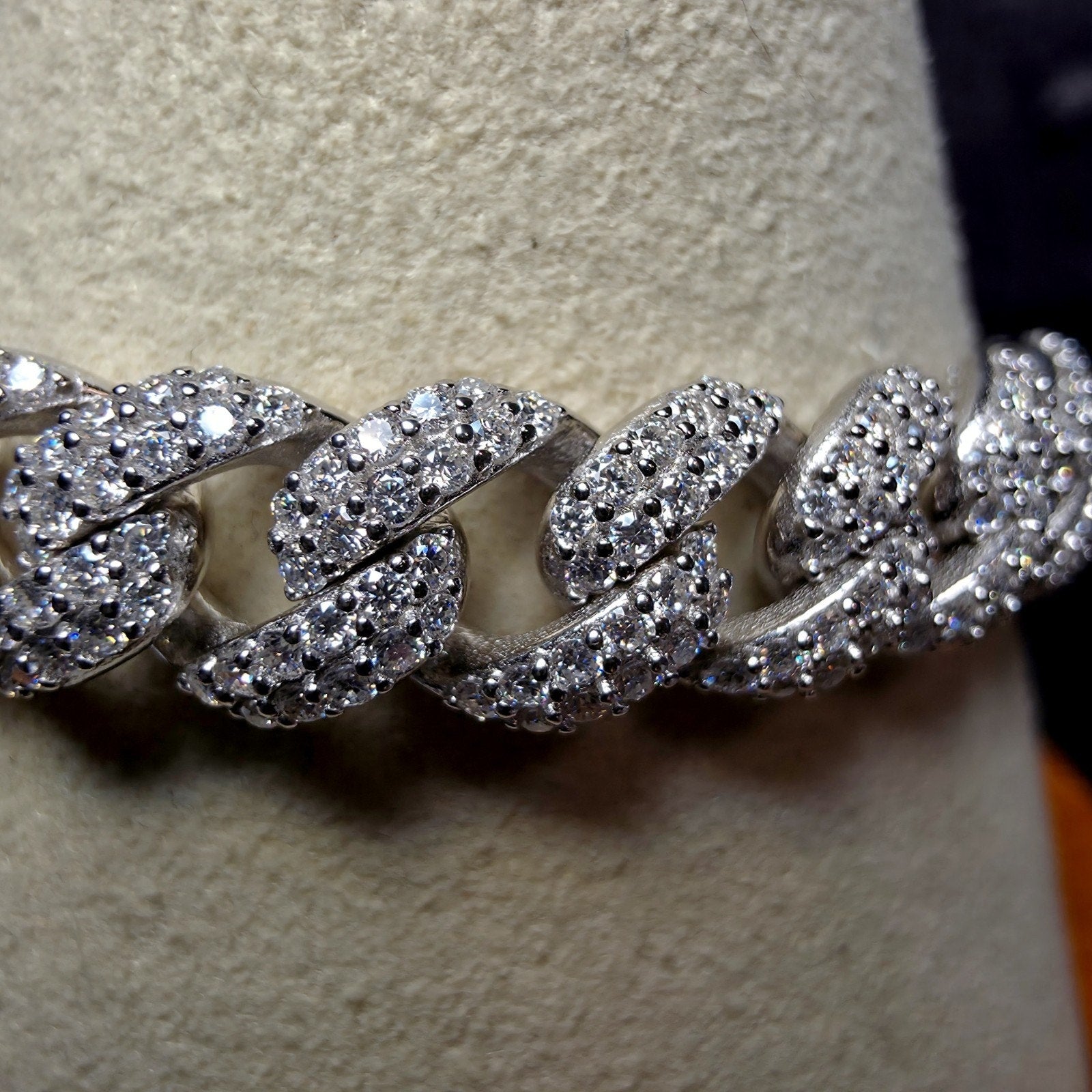 7.5" Moissanite Monaco Cuban Link Bracelet 8mm 925 Sterling Silver 5.97 CTW VVS