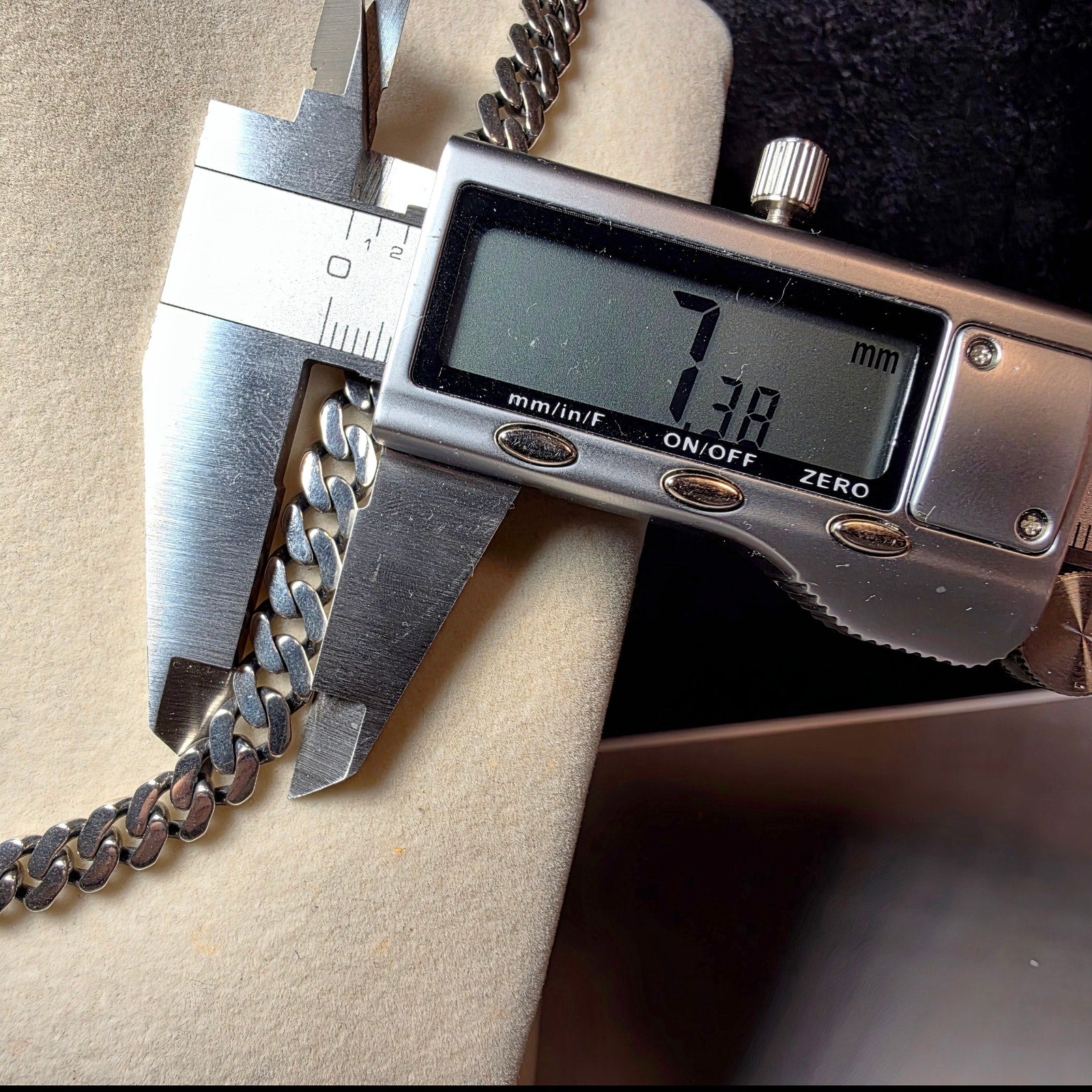 24" 7.4mm Monaco Cuban Chain – 925 Sterling Silver w/Rhodium & Box Clasp (52g)