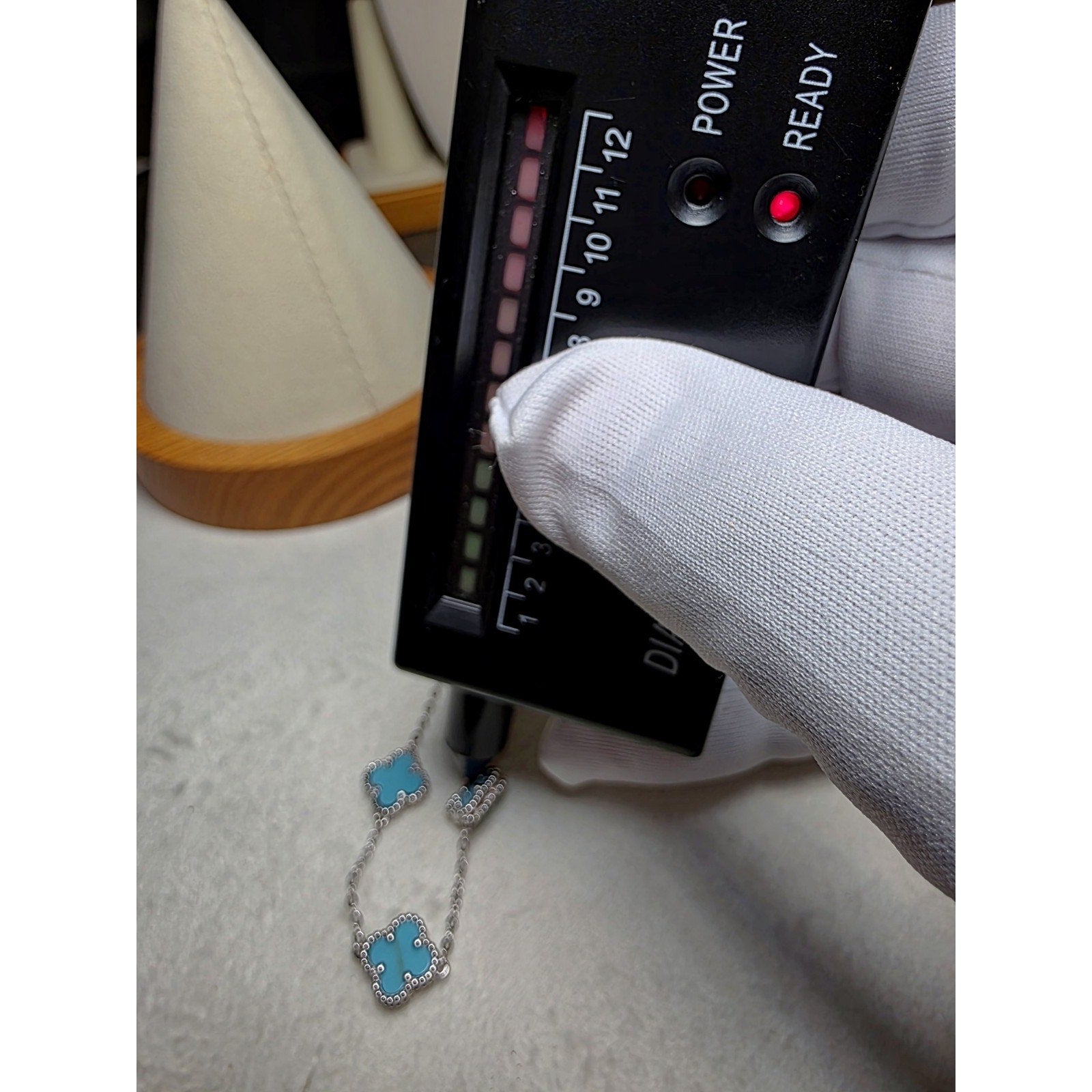 7-8" Turquoise & Moissanite Alternating Clover Bracelet Gold over 925 Sterling Silver