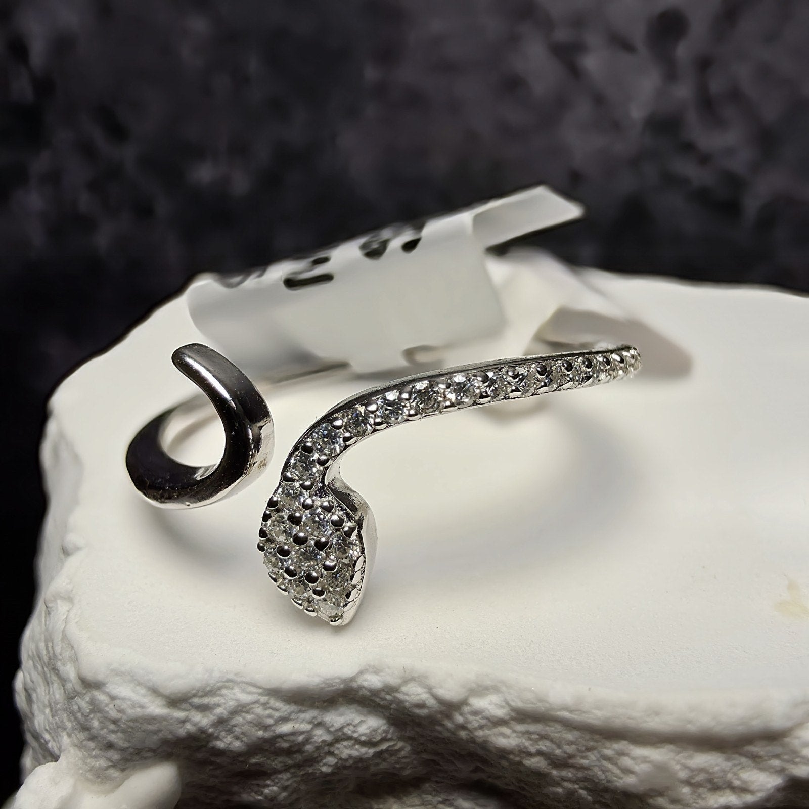 1.00 CTW Moissanite Snake Bypass Ring in 925 Sterling Silver Size 8-9 Adjustable