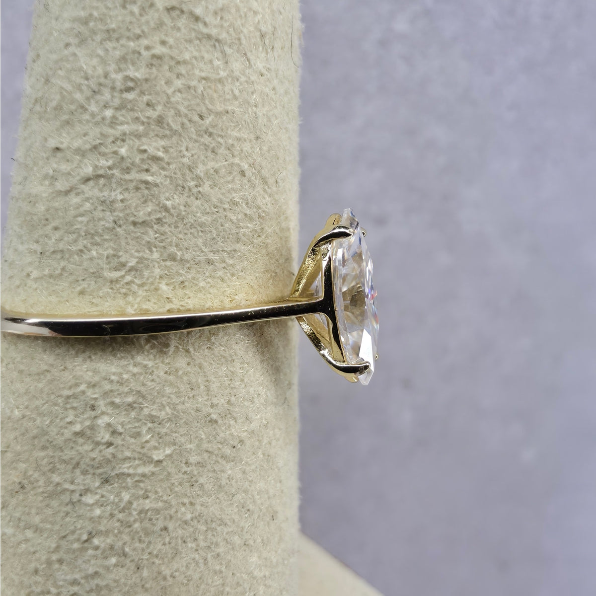 Size 8 1.0ct Marquise Moissanite Solitaire Ring 14K Gold Plated 925 Silver GRA