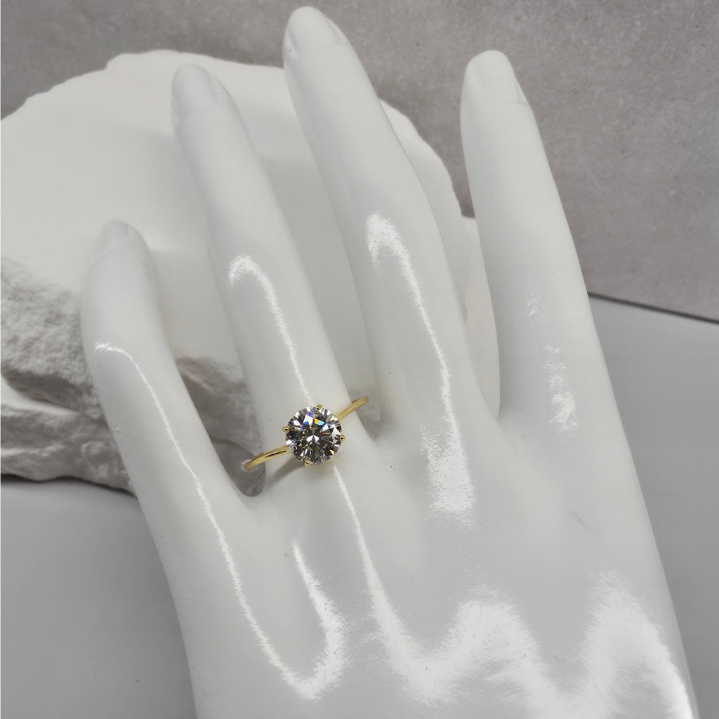 Size 8 1.2ct Moissanite Ring 14K Gold Plated 925 Sterling Silver VVS D Color