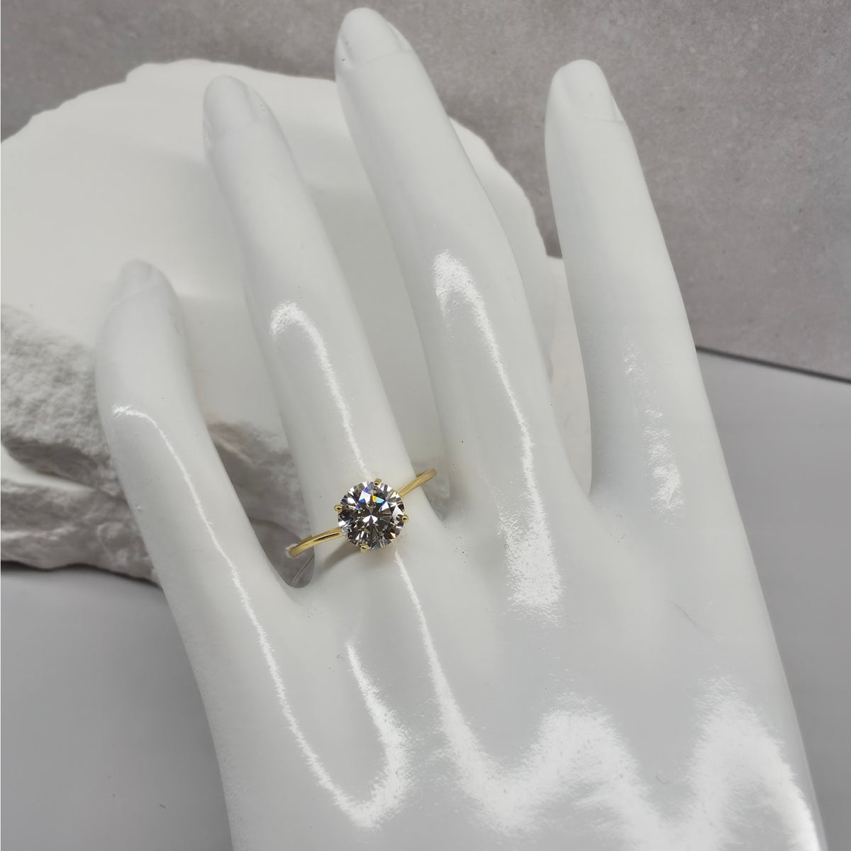 Size 8 1.2ct Moissanite Ring 14K Gold Plated 925 Sterling Silver VVS D Color