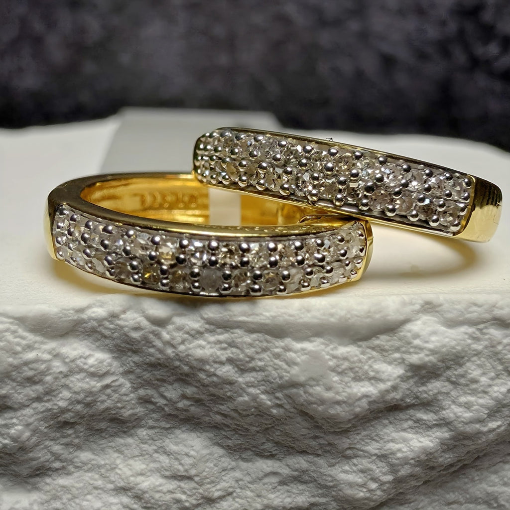 0.25 CTW Natural Diamond Gold over 925 Sterling Silver Small Huggie Earrings