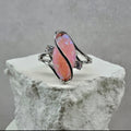 Size 7 Marquise Pink Fire Opal Ribbon Bypass Ring in Solid 925 Sterling Silver