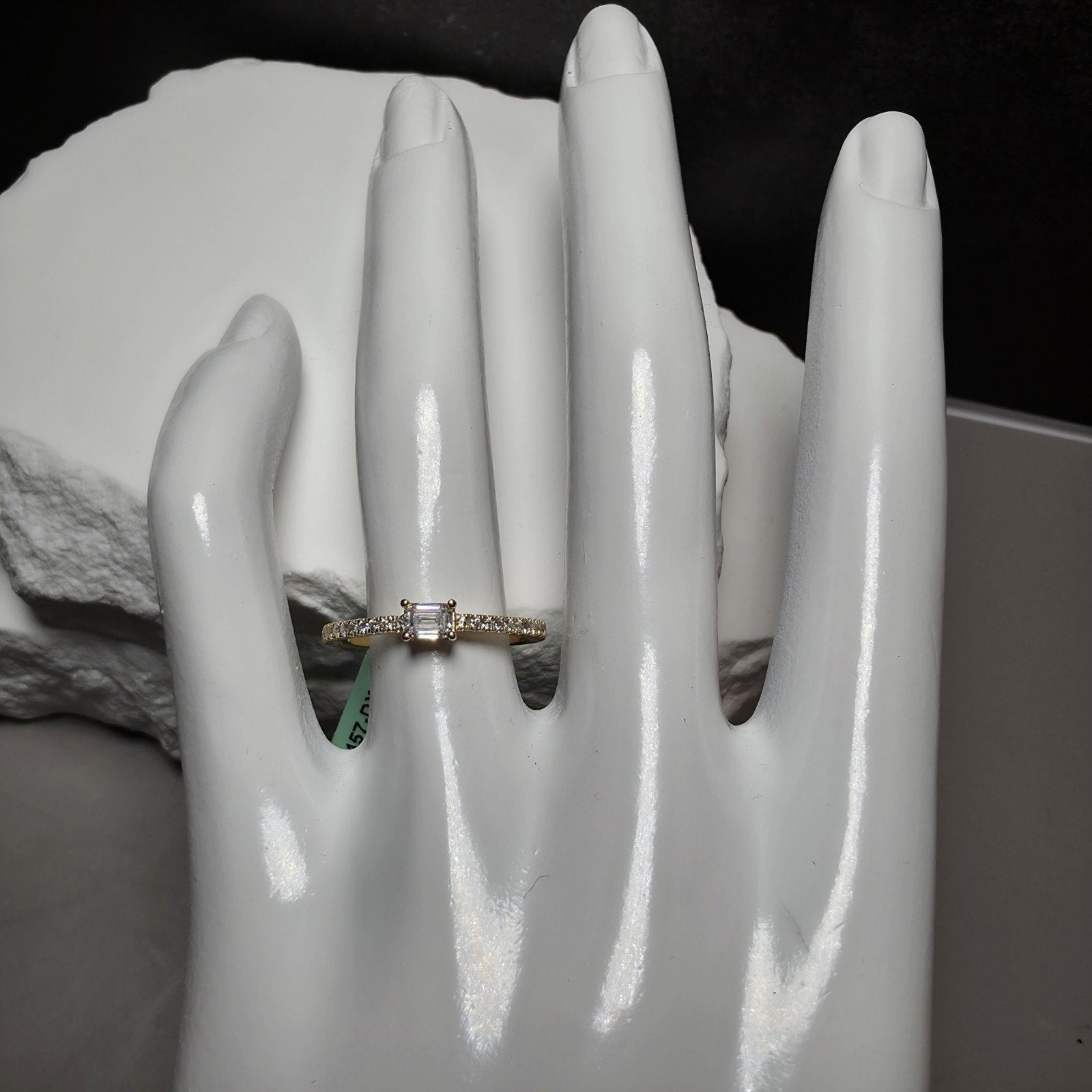 0.33 CTW Emerald Cut Lab Grown Diamond Ring in (Size 7) Gold Over 925 Sterling