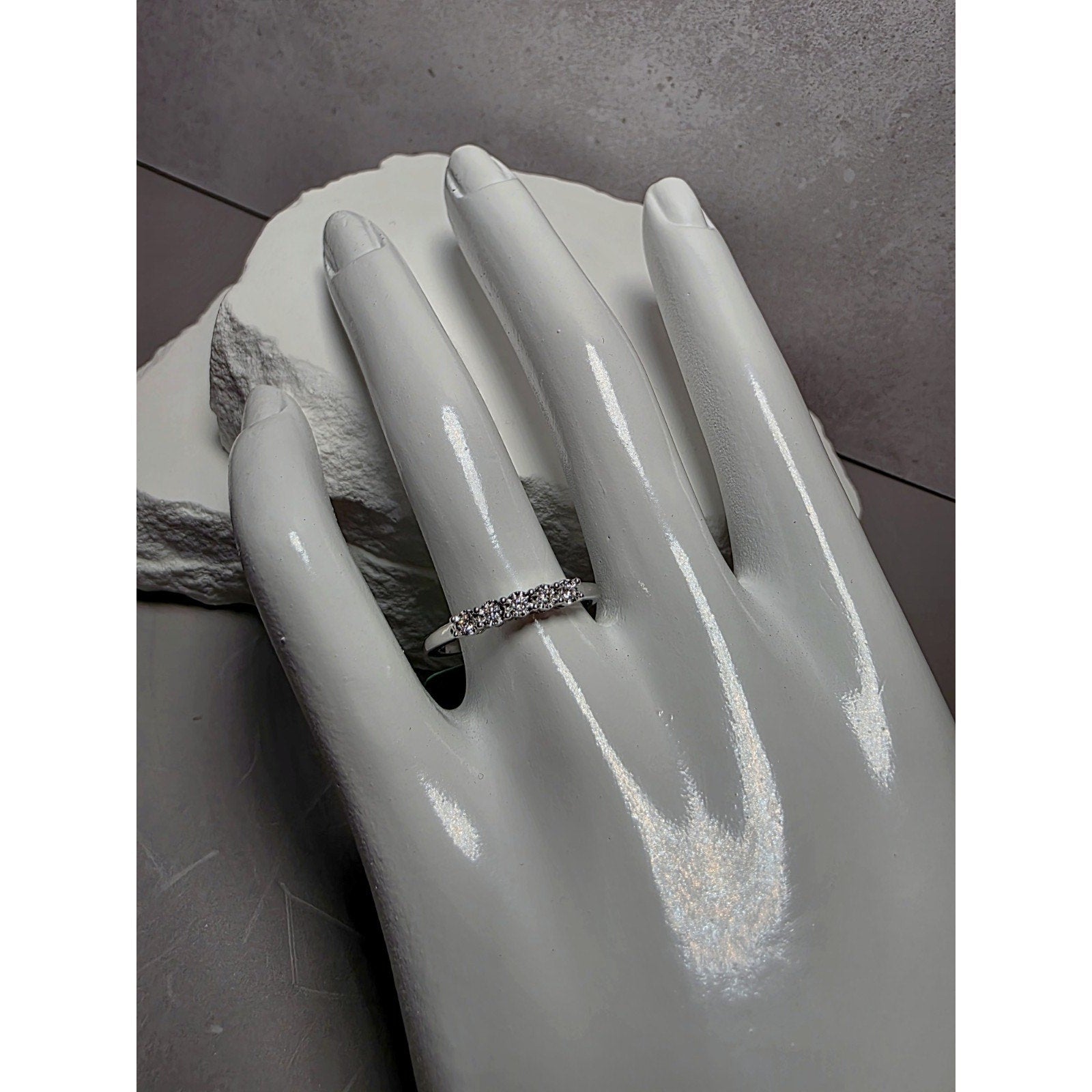 S8 0.10ctw Diamond Half Eternity Band 925 Sterling Silver Lab Created