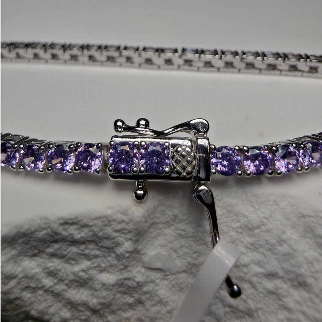 7" 3mm Purple Amethyst Tennis Bracelet 925 Sterling Silver