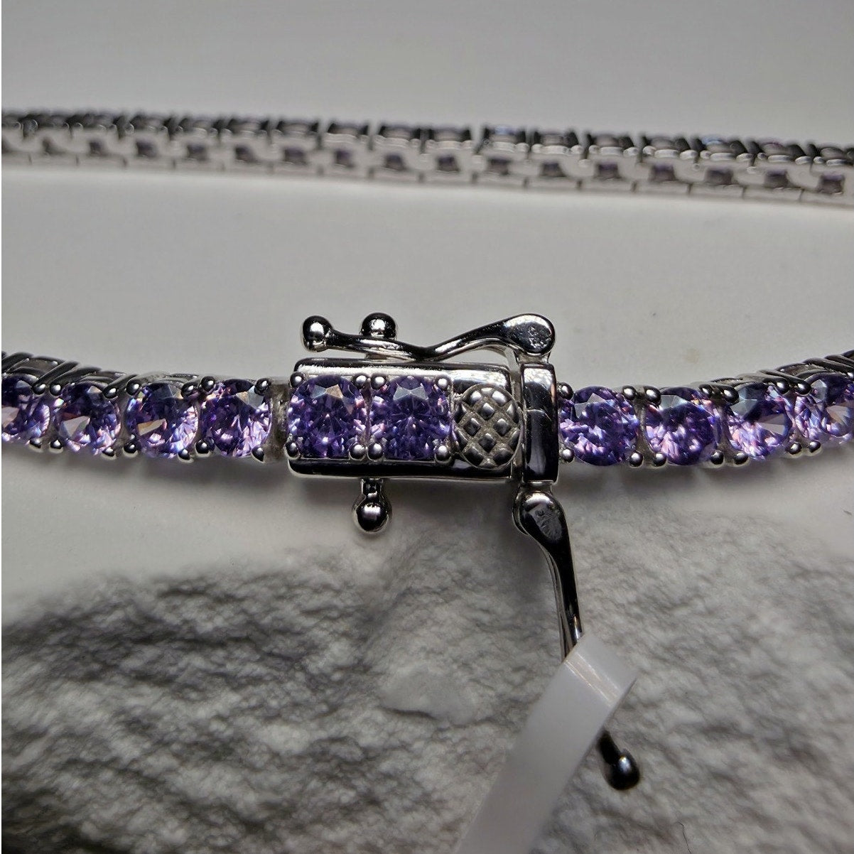 7" 3mm Purple Amethyst Tennis Bracelet 925 Sterling Silver