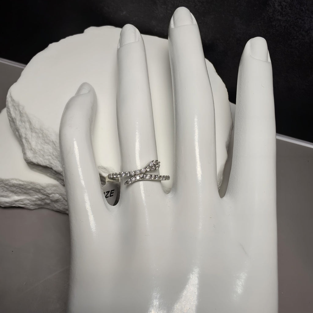 1.00 CTW Moissanite Snake Bypass Ring in 925 Sterling Silver - Size 7