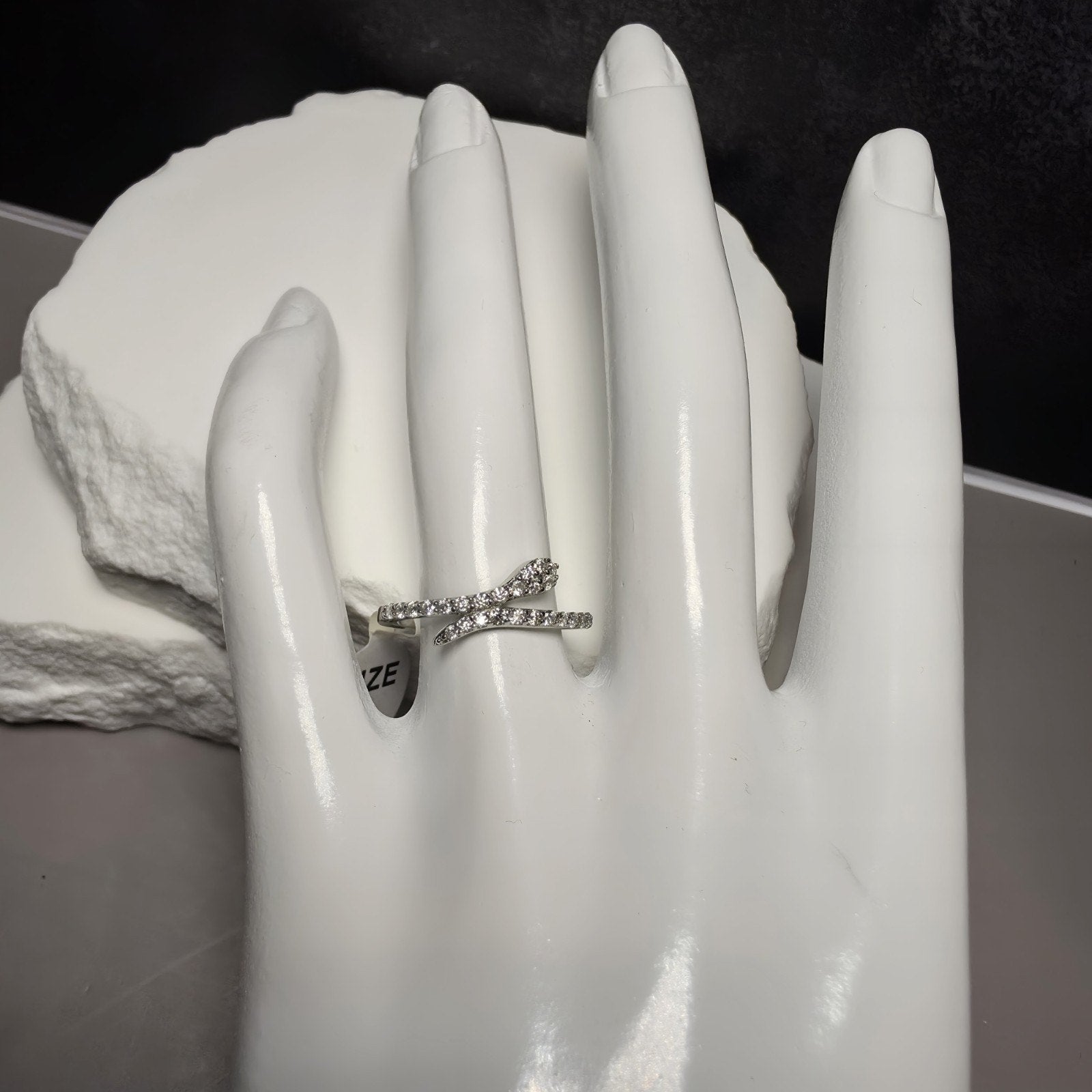 1.00 CTW Moissanite Snake Bypass Ring in 925 Sterling Silver - Size 7
