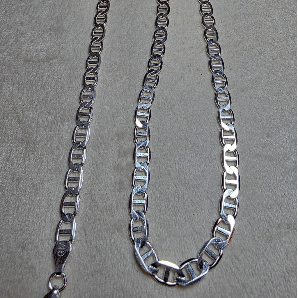 18" Flat Mariner Chain 5.5mm 15g Solid 925 Sterling Silver
