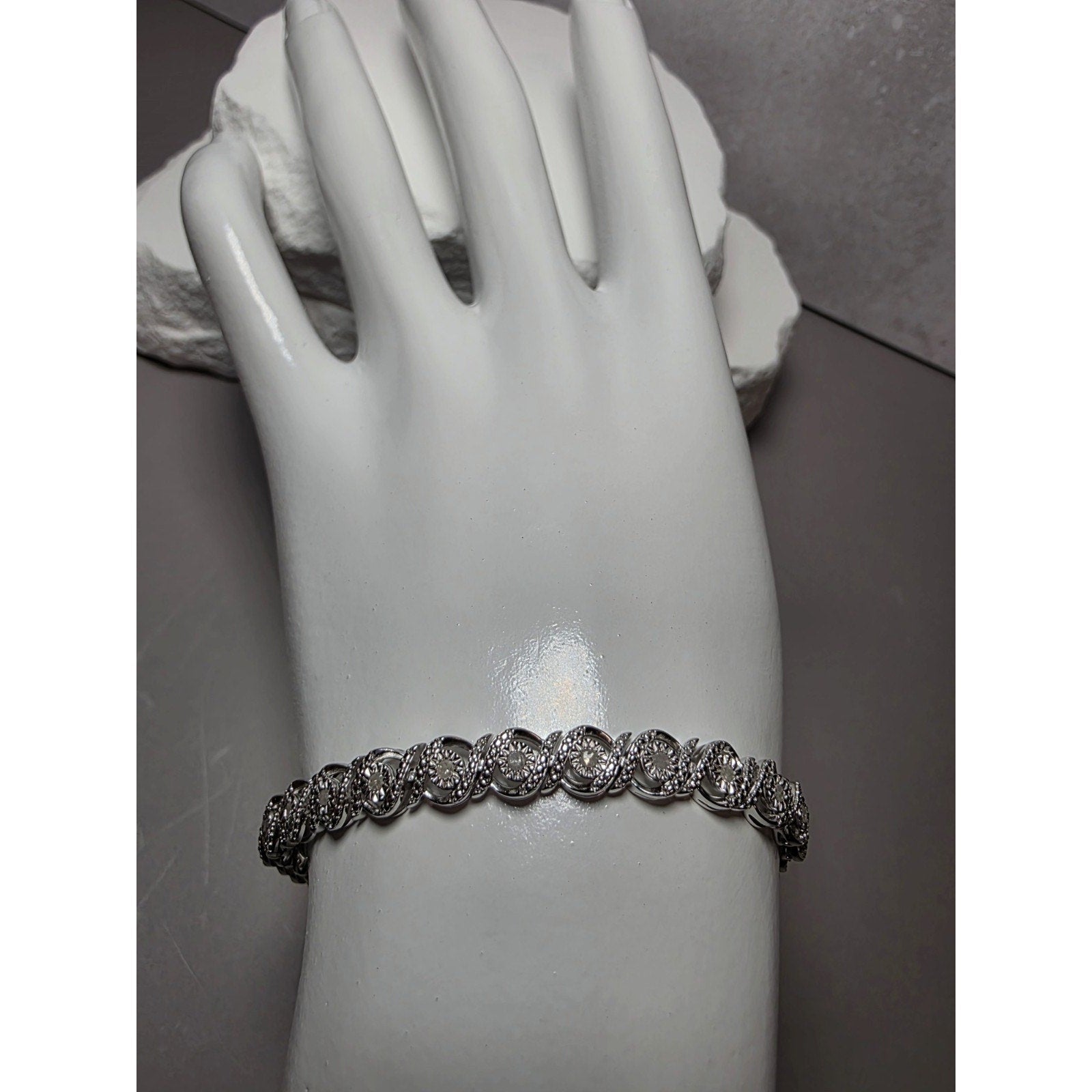 7" 5.7mm 0.5ctw Natural Diamond Bracelet 925 Sterling Silver