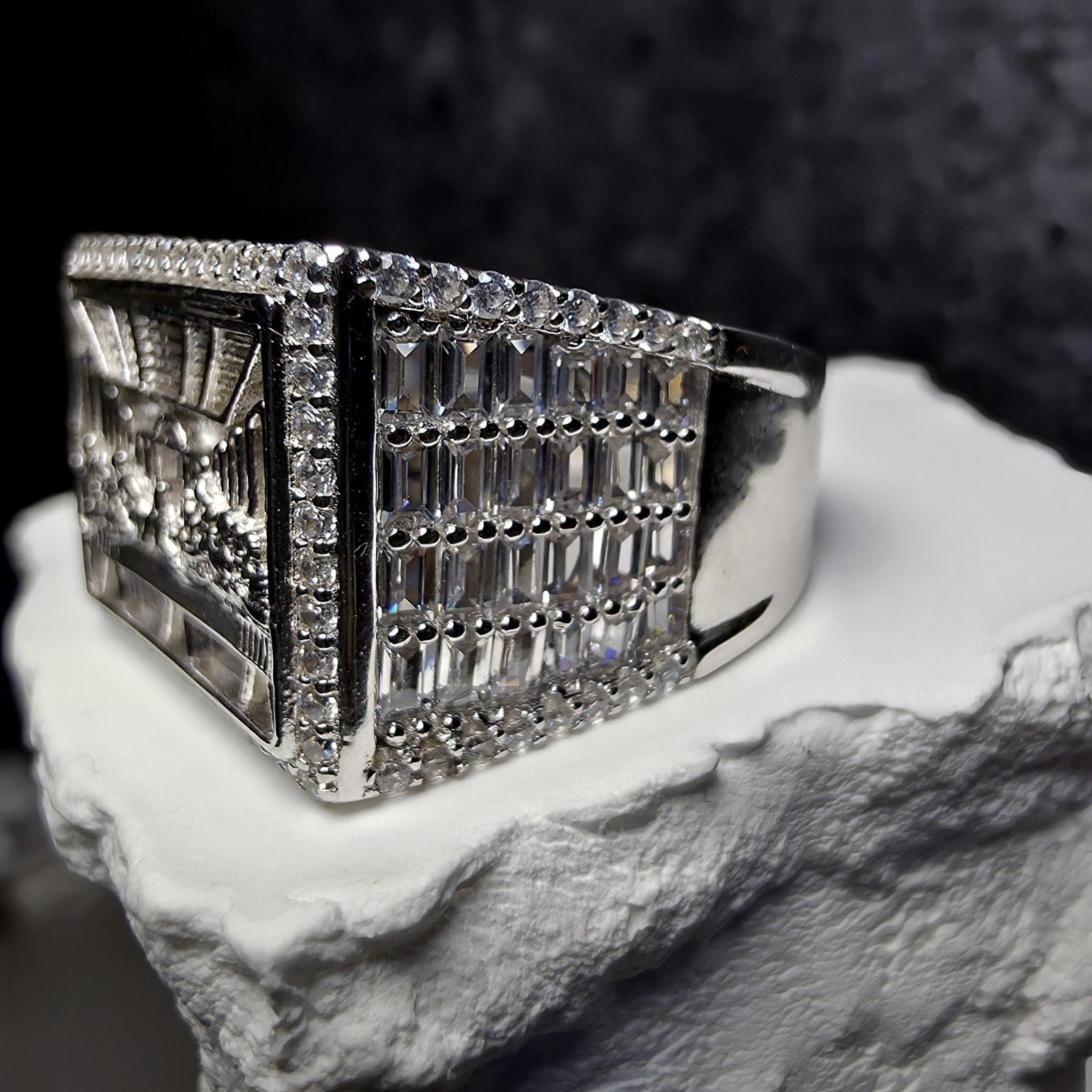Men's Iced Out Last Supper Ring - 925 Sterling Silver CZ Ring - Size 11