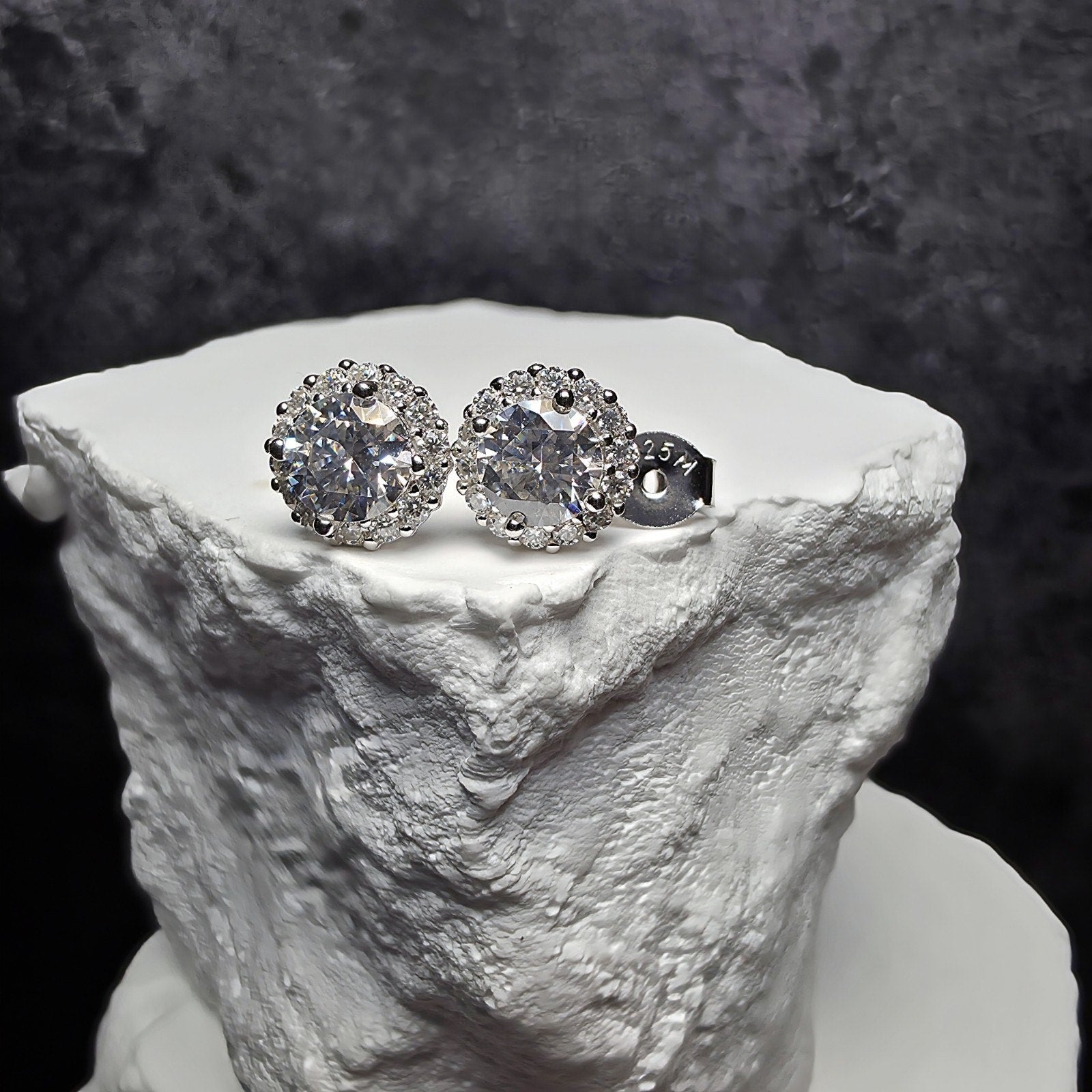 1.18 CTW Moissanite Halo Stud Earrings in 925 Sterling Silver | Brilliant Round