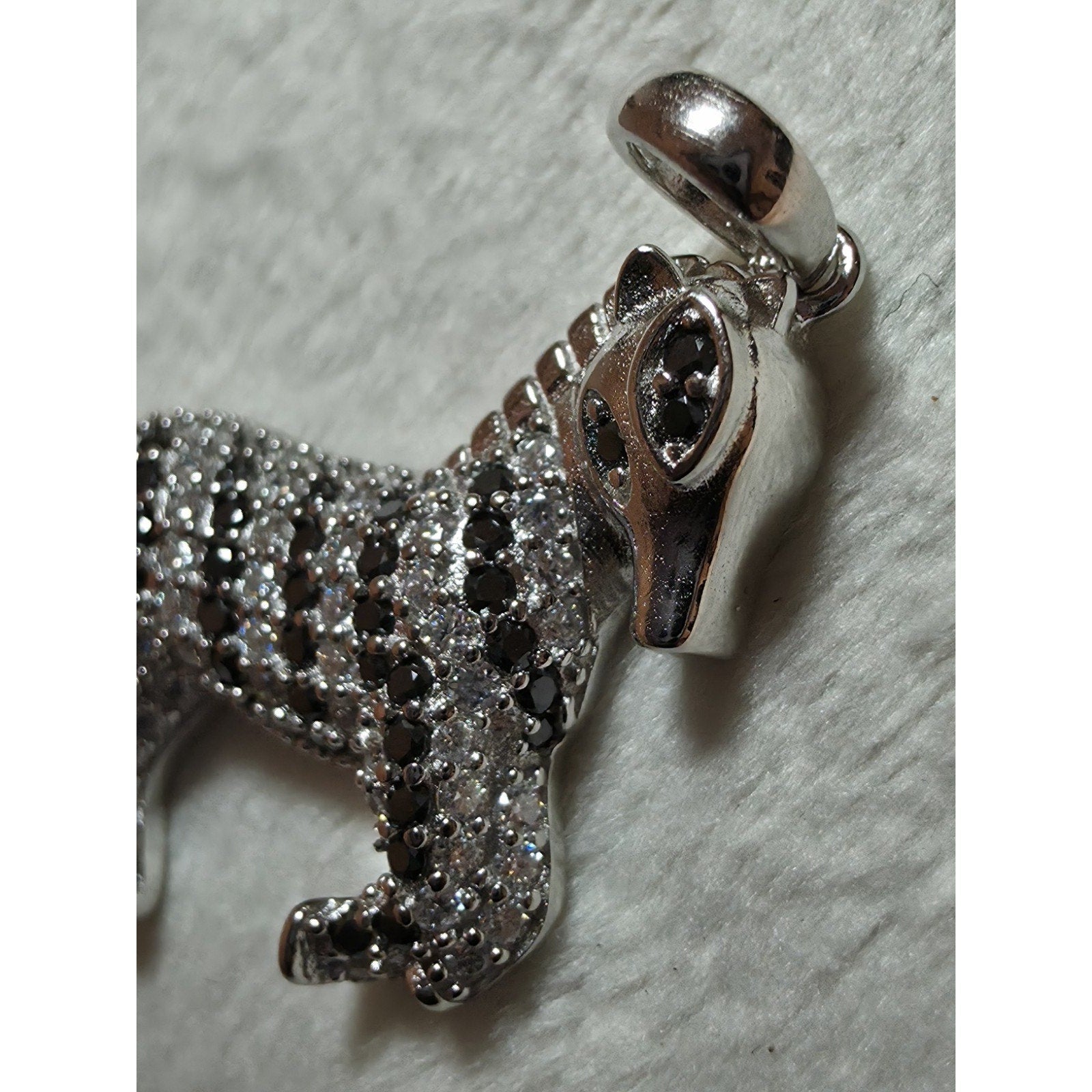 1.50CTW Moissanite Zebra Charm Pendant 925 Sterling Silver