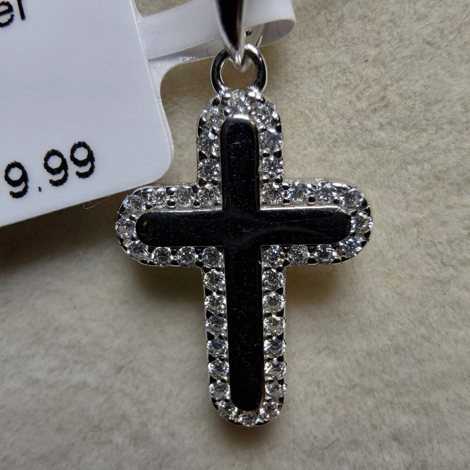 0.16 ctw Moissanite Cross Pendant, 2.7mm Mariner Necklace 18" in 925 Sterling Silver