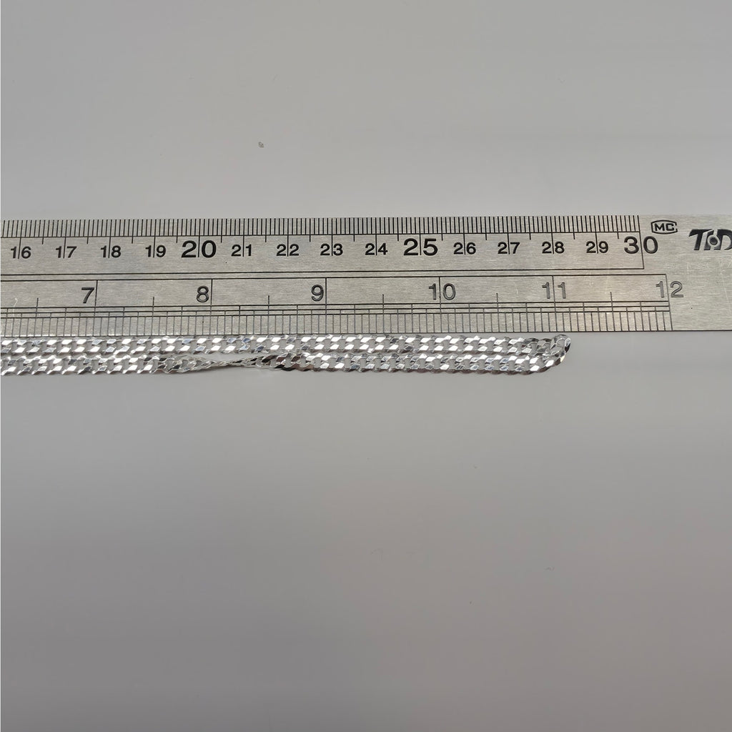22" Flat Cuban Curb Chain 4.3mm 925 Sterling Silver 10g