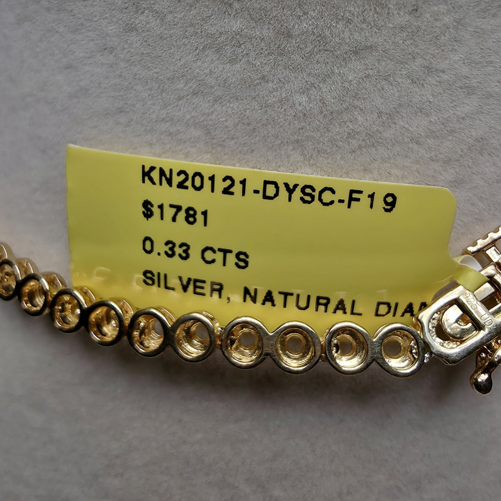 0.33 ctw Natural Diamond Cluster Tennis Necklace 18" in Gold Plated 925 Sterling