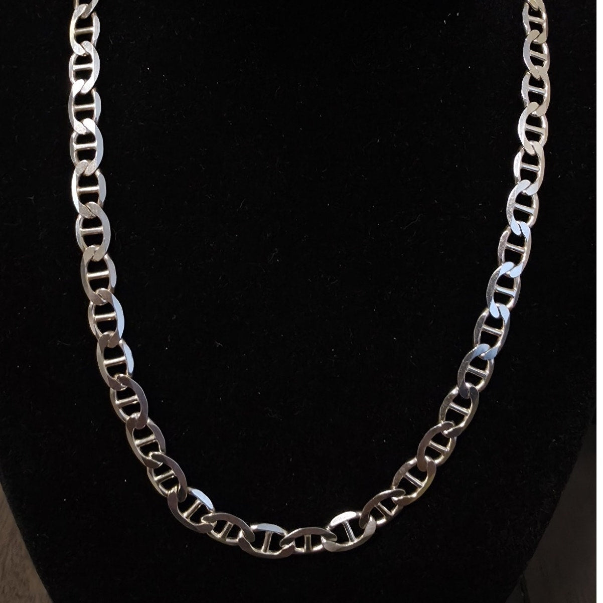 24" 6.3mm Flat Mariner Link Chain Solid 925 Sterling Silver Italy 25.9g