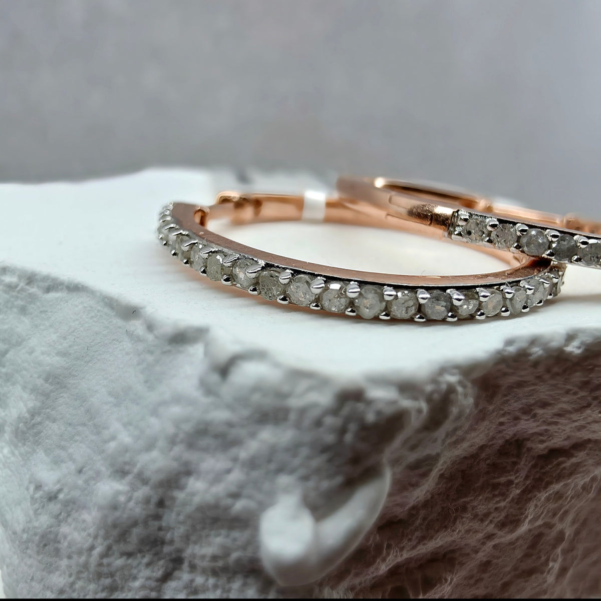 0.50 CTW Natural Mined Diamond Hoop Earrings in Rose Gold Over Silver, 20.5 mm