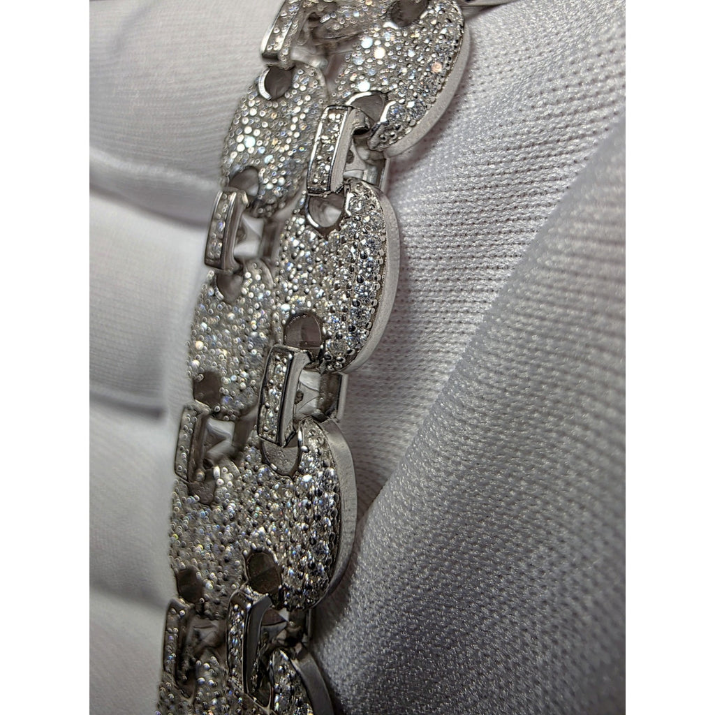 24" 8mm Moissanite Puffed Mariner Chain 52.49g 925 Sterling Silver